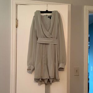 Express Long Sleeve Romper in Light Bluish Gray with pleats